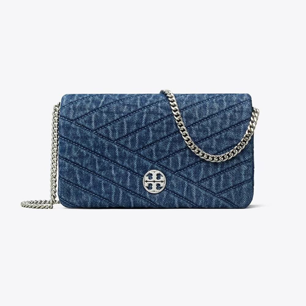 NEW‼️Tory Burch Willa Chevron Denim Wallet Crossbody 188153 $420